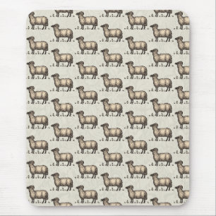 Tapis De Souris Illustration de mouton vintage : Art classique de
