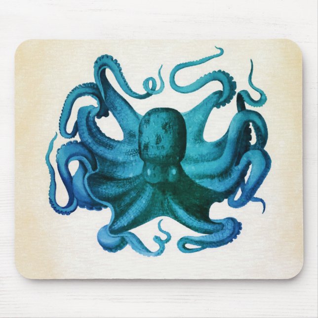 Tapis De Souris Illustration de pieuvre aquarelle (Devant)