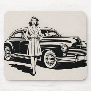 Tapis De Souris Illustration de style vintage des années 1940 repr