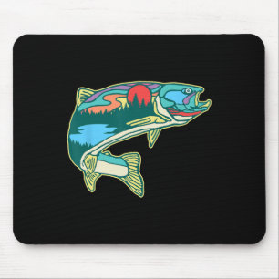 Tapis De Souris Illustration de truite naturelle Pêche à la mouche