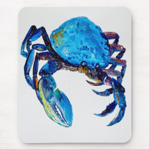 Tapis De Souris Illustration de vie marine de crabe bleu, côtièr