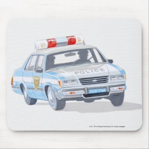 Tapis De Souris Illustration de voiture de police avec deux