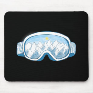 Tapis De Souris Illustration des lunettes de ski de montagne