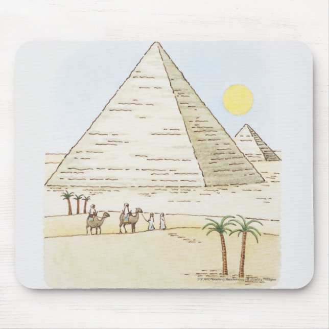 Tapis De Souris Illustration des pyramides et des hommes avec des (Devant)