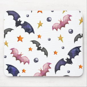 Tapis De Souris Illustration d'Halloween avec chauve-souris et éto