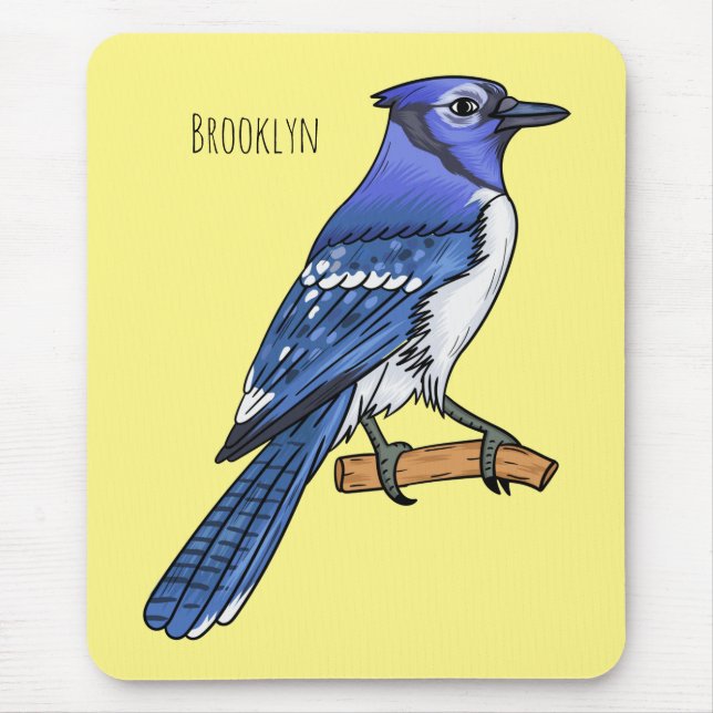 Tapis De Souris Illustration d'oiseau de jay bleu (Devant)
