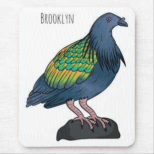 Tapis De Souris Illustration d'oiseau de pigeon de Nicobar