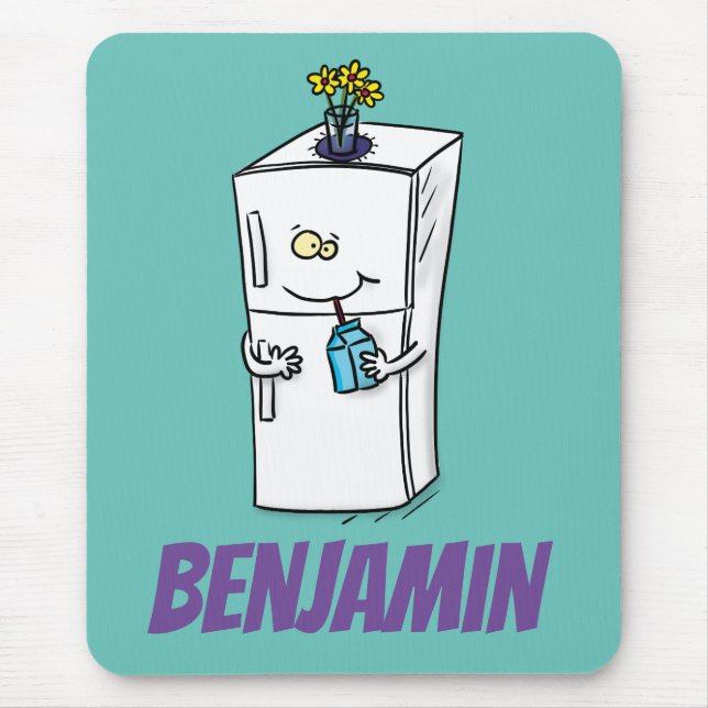 Tapis De Souris Illustration drôle de réfrigérateur (Devant)