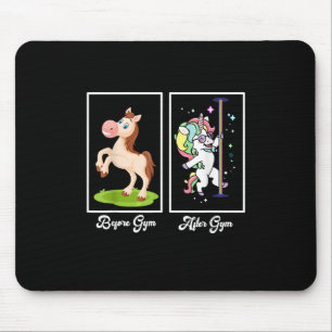 Tapis De Souris Illustration drôle Unicorne Avant Après Gym