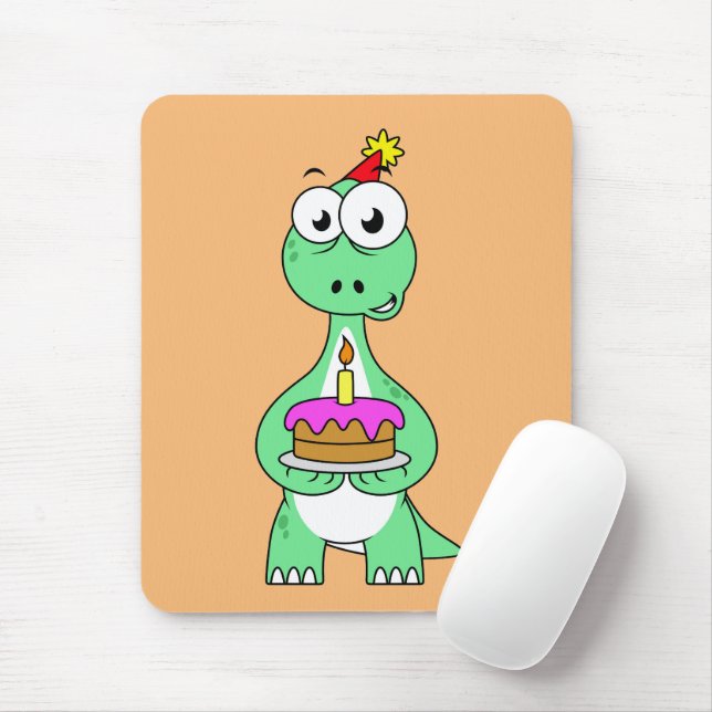Tapis De Souris Illustration Du Brontosaurus Avec Gâteau D'Anniver (Avec souris)