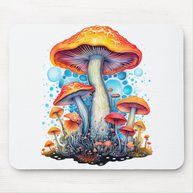 Tapis De Souris Illustration du champignon psychédélique coloré (Devant)