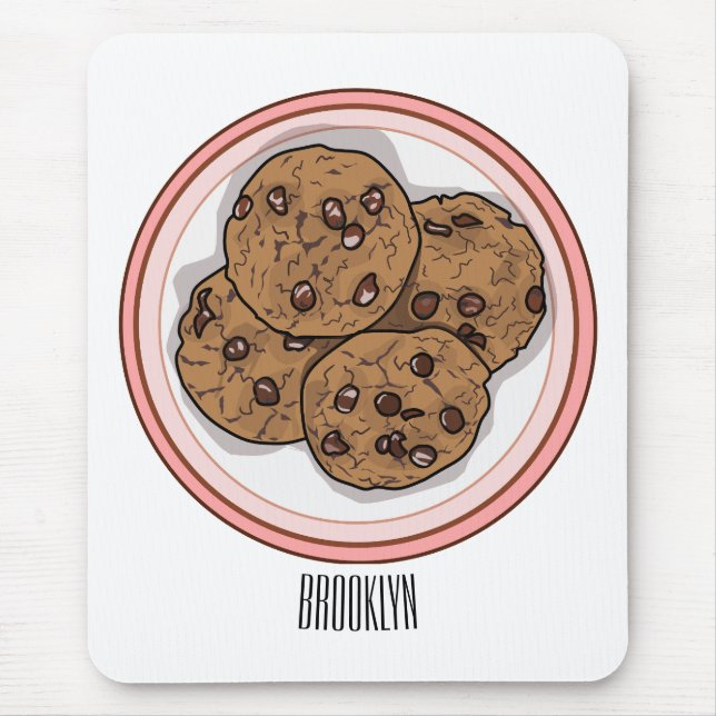 Tapis De Souris Illustration du cookie de puce à chocolat (Devant)