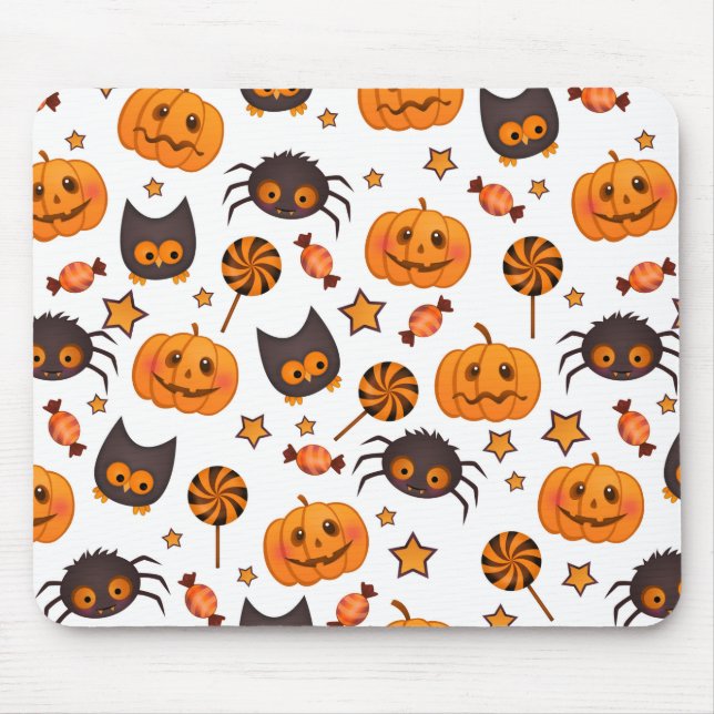 Tapis De Souris Illustration du Motif d'Halloween mignon (Devant)