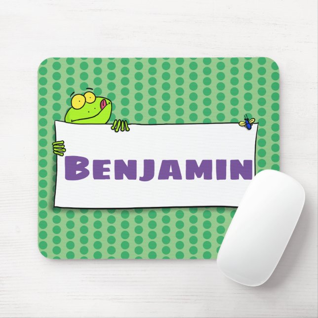 Tapis De Souris Illustration du panneau de grenouille verte mignon (Avec souris)