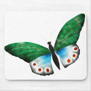 Tapis De Souris Illustration du papillon vert bleu vintage