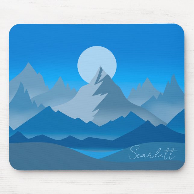 Tapis De Souris Illustration du paysage de Blue Mountain Peaks (Devant)