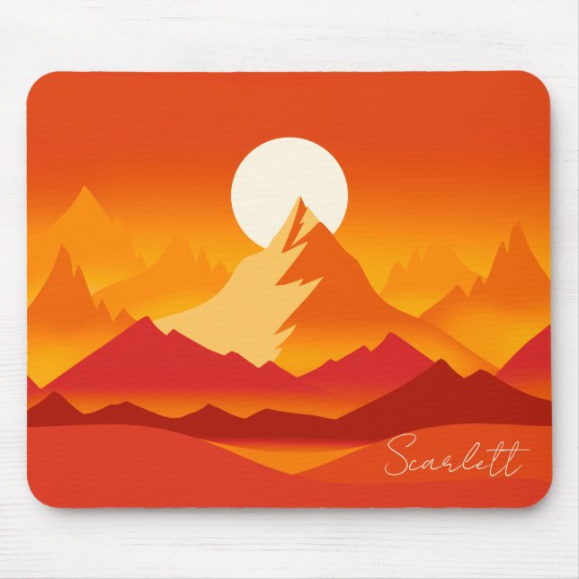Tapis De Souris Illustration du paysage de Sunset Mountain Peaks (Devant)