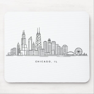 Tapis De Souris Illustration du paysage urbain de Chicago IL