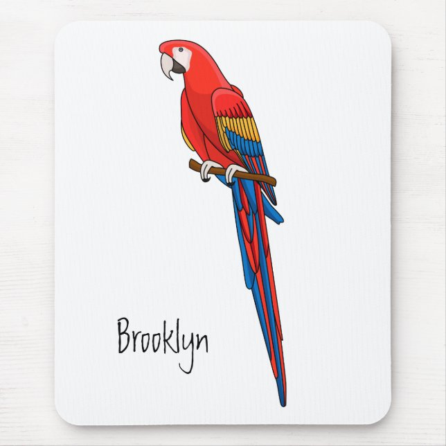 Tapis De Souris Illustration du perroquet de macaw Scarlet (Devant)