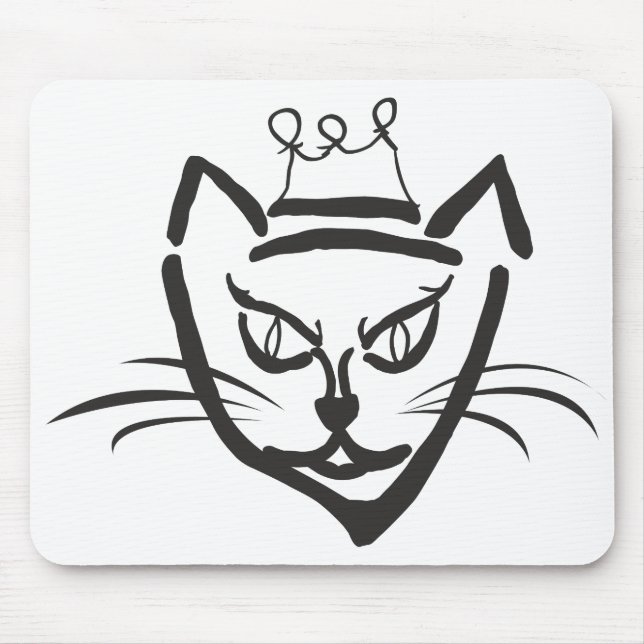 Tapis De Souris Illustration du roi chat, noir (Devant)