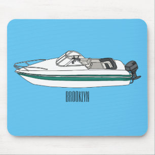 Tapis De Souris Illustration d'un bateau à moteur