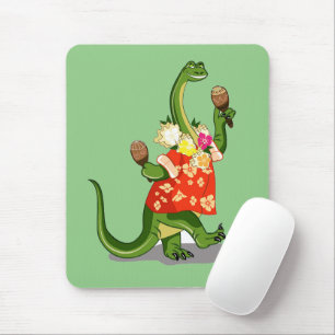 Tapis De Souris Illustration D'Un Brontosaurus Jouant À Maracas.