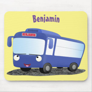 Tapis De Souris Illustration d'un bus moderne bleu mignon