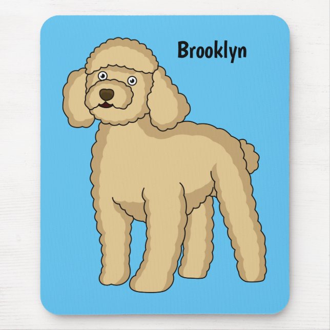 Tapis De Souris Illustration d'un caniche brun joyeux (Devant)
