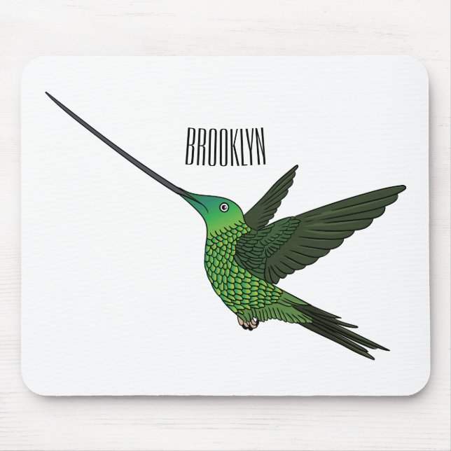 Tapis De Souris Illustration d'un colibri à bec épée (Devant)