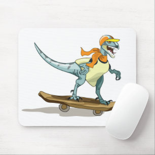 Tapis De Souris Illustration D'Un Raptor Skateboard.
