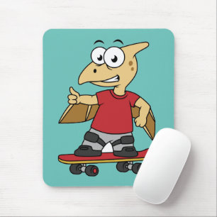 Tapis De Souris Illustration D'Un Skateboard De Ptérosaure.
