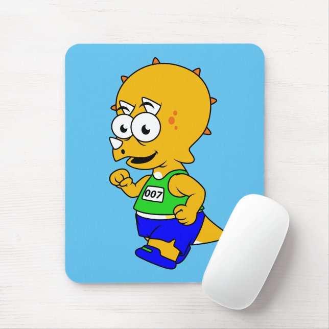 Tapis De Souris Illustration D'Un Tricératops Runner. (Avec souris)