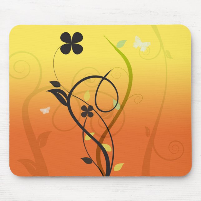 Tapis De Souris Illustration florale du coucher du soleil (Devant)