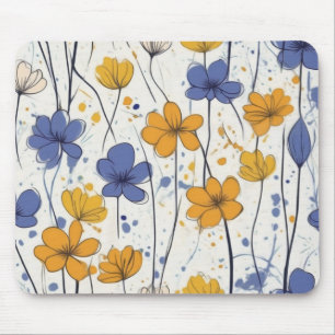 Tapis De Souris Illustration florale, fleurs sauvages abstraits, m