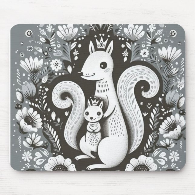 Tapis de souris illustration folk art “Ecureuil“ (Devant)