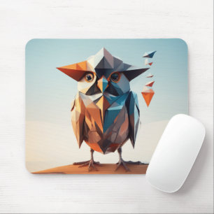 Tapis De Souris Illustration géométrique artistique d'un hibou ble