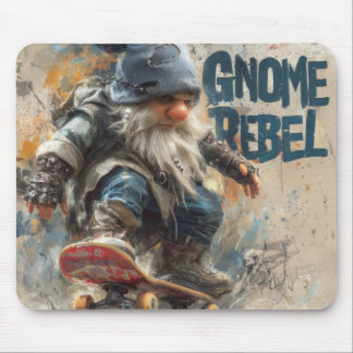 Tapis De Souris illustration graphique de gnome rebelle en skatebo
