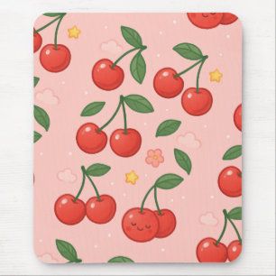 Tapis De Souris Illustration joyeuse de Kawaii Cherry Motif