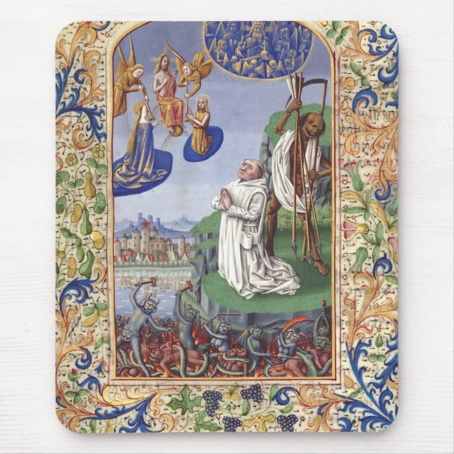 Tapis De Souris Illustration médiévale de saint Bernard de Clairva (Devant)