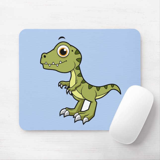Tapis De Souris Illustration Mignonne D'Un Rex Tyrannosaurus. (Avec souris)