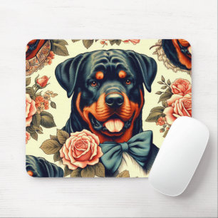 Tapis De Souris Illustration Retro Rottweiler