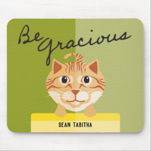 Tapis De Souris Illustration simple de chats Soyez Gracieux vert o