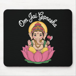 Tapis De Souris Illustration spirituelle Ganesha Lotus disant Om J