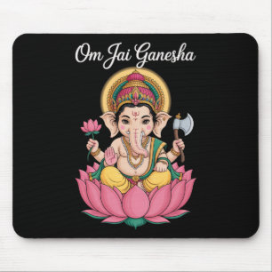 Tapis De Souris Illustration spirituelle Ganesha Lotus disant Om J