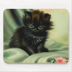 Tapis De Souris Illustration vintage de Kitten noir