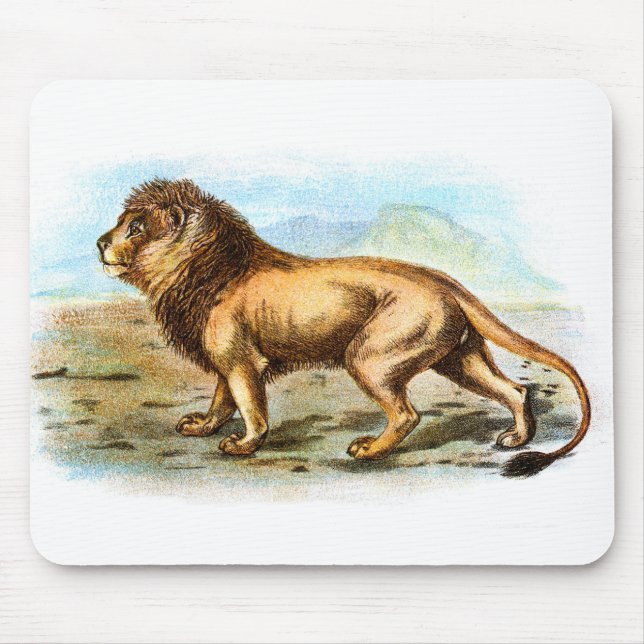 Tapis De Souris Illustration vintage de Lion Mousepad (Devant)