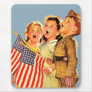 Tapis De Souris Illustration Vintage de Patriotic Kids 1940