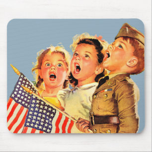Tapis De Souris Illustration Vintage de Patriotic Kids 1940