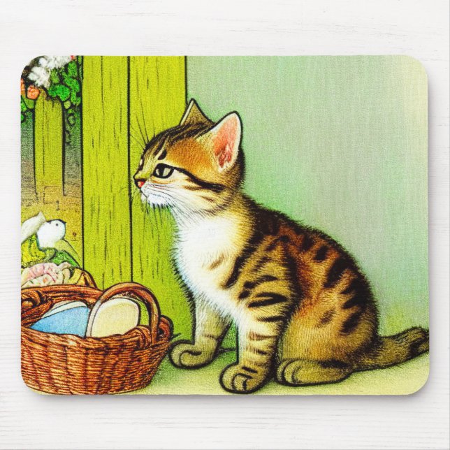 Tapis De Souris Illustration vintage Tabby Cat (Devant)