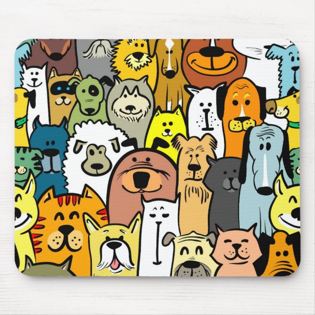 Tapis De Souris Illustrations de Chiens et Chats Animés (Devant)